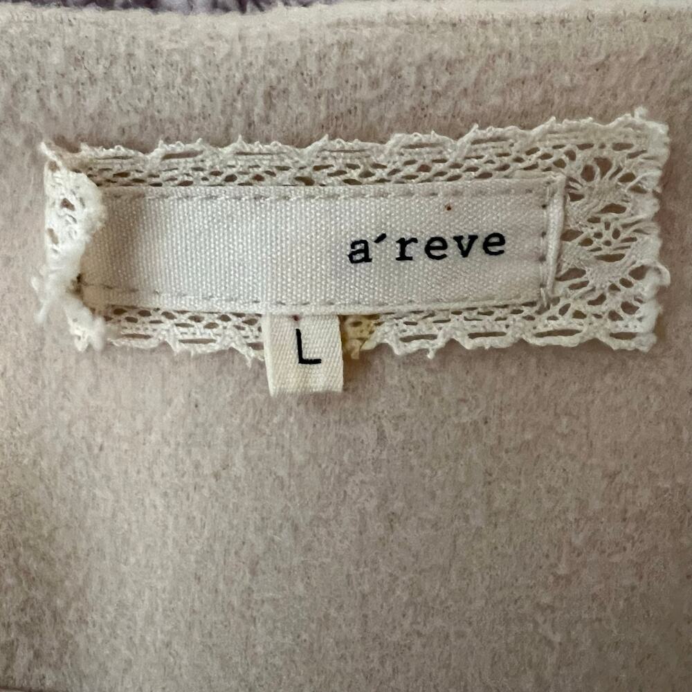 A’REVE Victorian cream button front peplum lace & ribbon pea coat Size Large - Picture 9 of 11